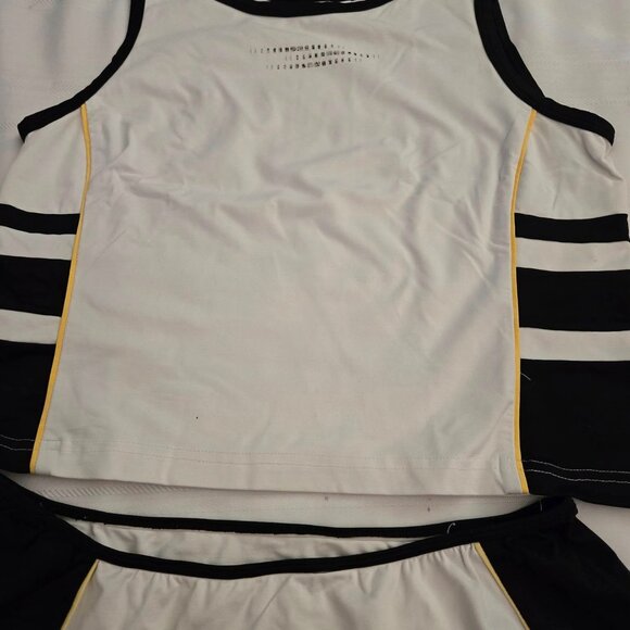 Women's Size Large LBH Activewear 2pc Set Black & White W/Yellow - Picture 4 of 10